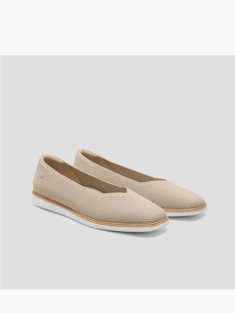 Neutral Knit Slip-On Ballet Flats - Beige